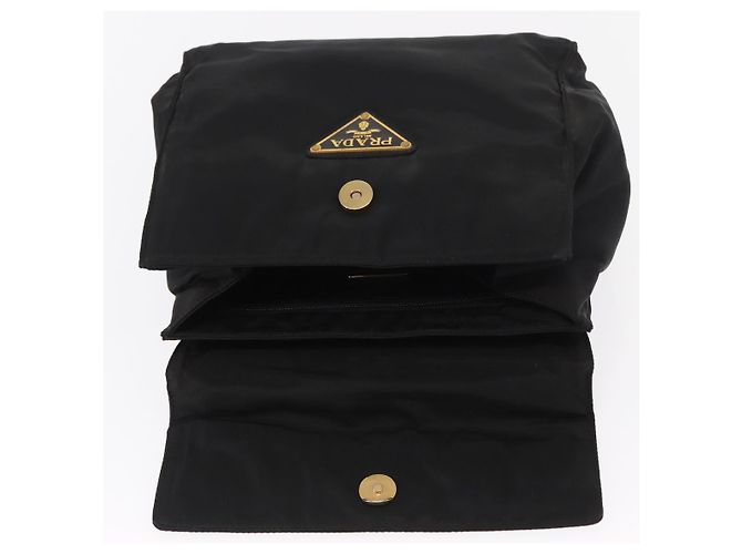 PRADA Borsa a mano in nylon nero dorato Auth 158131 D'oro - vista 10