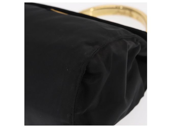 PRADA Borsa a mano in nylon nero dorato Auth 158131 D'oro - vista 14