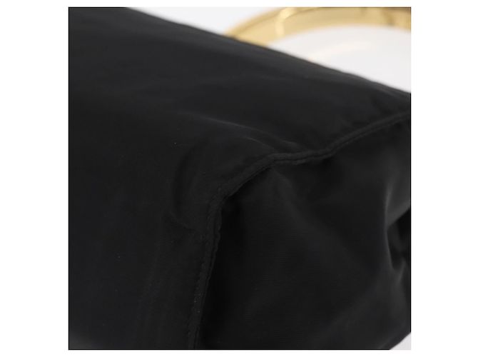 PRADA Borsa a mano in nylon nero dorato Auth 158131 D'oro - vista 16