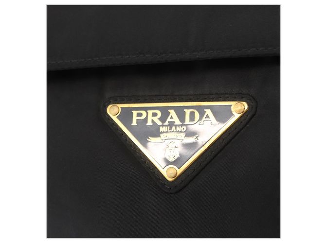 PRADA Borsa a mano in nylon nero dorato Auth 158131 D'oro - vista 17
