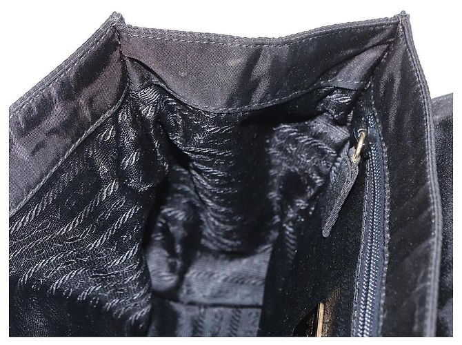PRADA Borsa a mano in nylon nero dorato Auth 158131 D'oro - vista 19