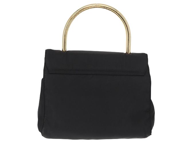 PRADA Borsa a mano in nylon nero dorato Auth 158131 D'oro - vista 2