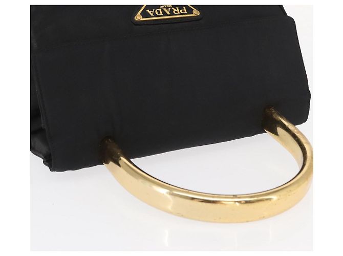 PRADA Borsa a mano in nylon nero dorato Auth 158131 D'oro - vista 6