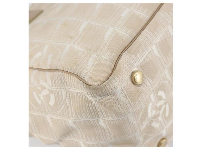 CHANEL Nuova Borsa Tote da Viaggio Nylon Beige Oro CC Auth 158686 D'oro - vista 11