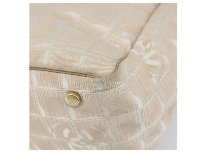 CHANEL Nuova Borsa Tote da Viaggio Nylon Beige Oro CC Auth 158686 D'oro - vista 12