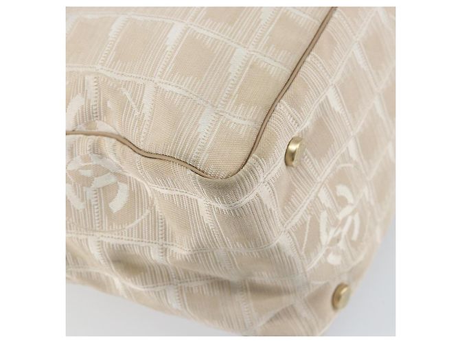 CHANEL Nuova Borsa Tote da Viaggio Nylon Beige Oro CC Auth 158686 D'oro - vista 13
