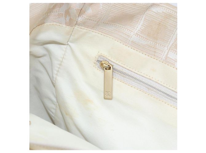 CHANEL Nuova Borsa Tote da Viaggio Nylon Beige Oro CC Auth 158686 D'oro - vista 20