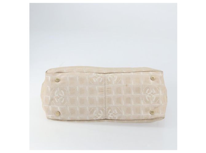 CHANEL Nuova Borsa Tote da Viaggio Nylon Beige Oro CC Auth 158686 D'oro - vista 9
