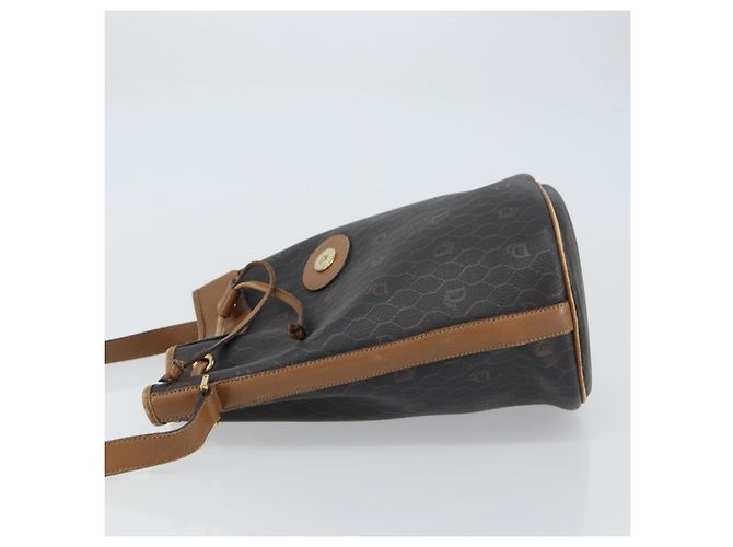 Borsa a spalla in tela a nido d'ape PVC nera e oro Christian Dior Auth gh1414 Nero D'oro - vista 5