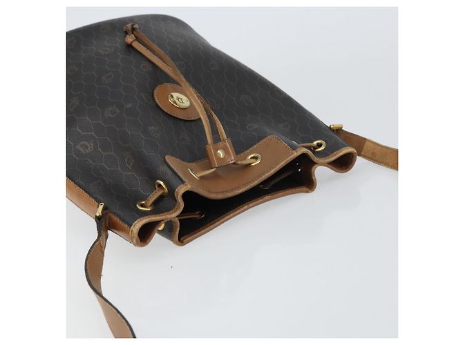 Borsa a spalla in tela a nido d'ape PVC nera e oro Christian Dior Auth gh1414 Nero D'oro - vista 6