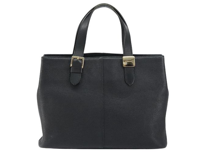 Borsa a mano in pelle nera e oro BURBERRY Auth bs31757 Nero D'oro - vista 13