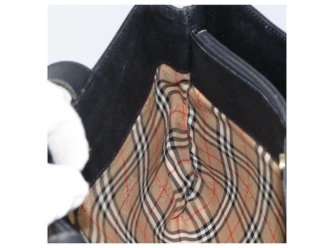 Borsa a mano in pelle nera e oro BURBERRY Auth bs31757 Nero D'oro - vista 17