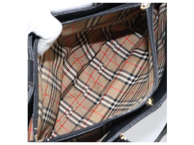 Borsa a mano in pelle nera e oro BURBERRY Auth bs31757 Nero D'oro - vista 19