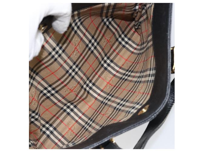 Borsa a mano in pelle nera e oro BURBERRY Auth bs31757 Nero D'oro - vista 20