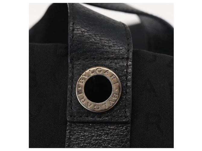 Bulgari Borsa Tote BVLGARI Logo Mania in tela nera e argento autentica 156876 - vista 10