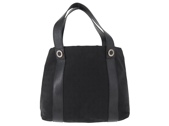 Bulgari Borsa Tote BVLGARI Logo Mania in tela nera e argento autentica 156876 - vista 2