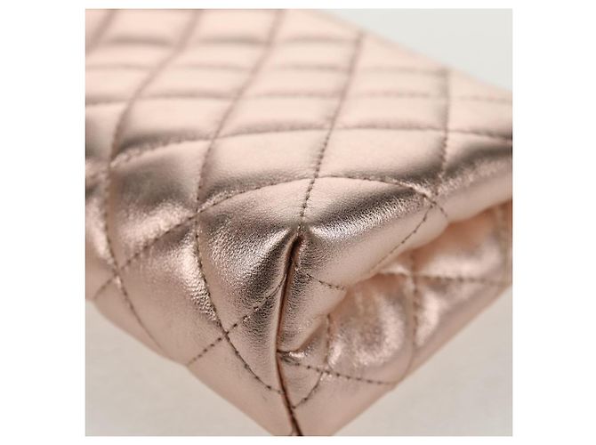 CHANEL Pochette Matelassé in Pelle di Agnello Rosa Oro CC Auth 157936M D'oro - vista 11