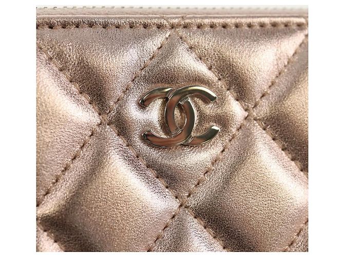 CHANEL Pochette Matelassé in Pelle di Agnello Rosa Oro CC Auth 157936M D'oro - vista 12
