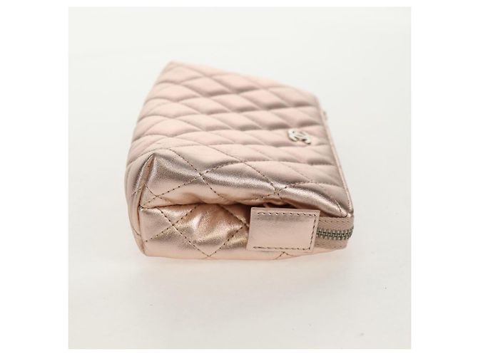 CHANEL Pochette Matelassé in Pelle di Agnello Rosa Oro CC Auth 157936M D'oro - vista 5