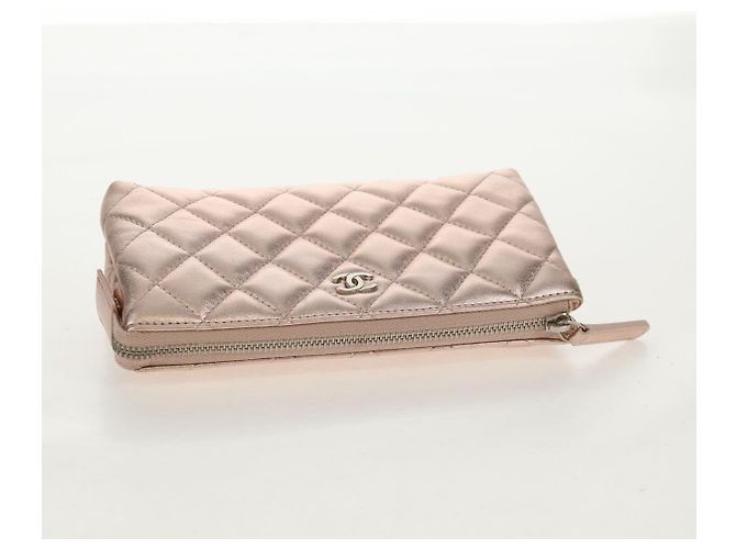 CHANEL Pochette Matelassé in Pelle di Agnello Rosa Oro CC Auth 157936M D'oro - vista 6
