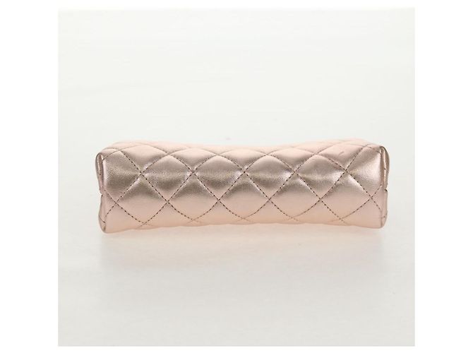 CHANEL Pochette Matelassé in Pelle di Agnello Rosa Oro CC Auth 157936M D'oro - vista 7