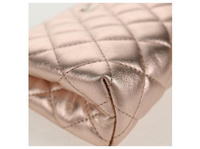 CHANEL Pochette Matelassé in Pelle di Agnello Rosa Oro CC Auth 157936M D'oro - vista 8