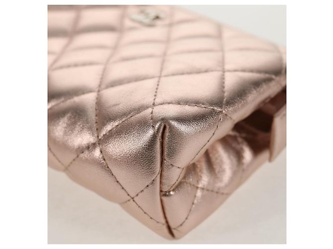 CHANEL Pochette Matelassé in Pelle di Agnello Rosa Oro CC Auth 157936M D'oro - vista 9