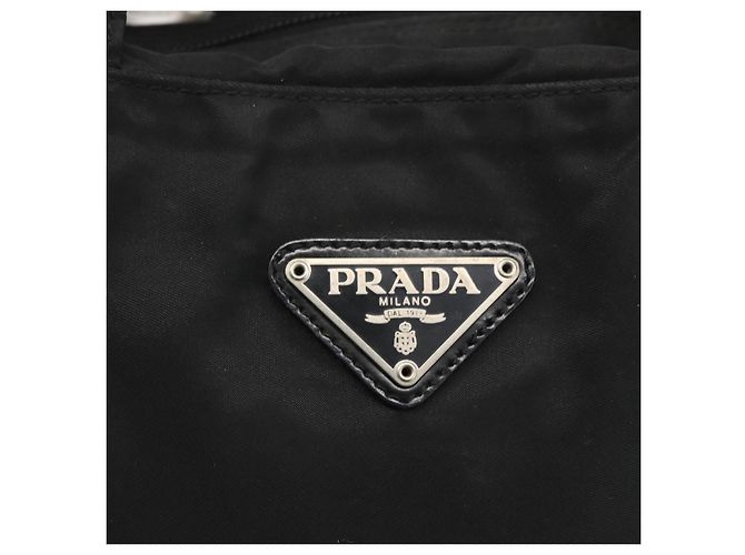 PRADA Borsa a mano in nylon nero argento Auth ar13896 - vista 17