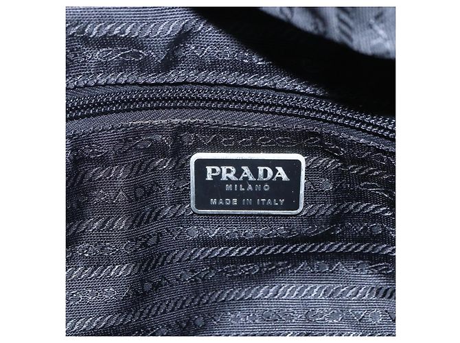 PRADA Borsa a mano in nylon nero argento Auth ar13896 - vista 19