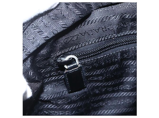 PRADA Borsa a mano in nylon nero argento Auth ar13896 - vista 20