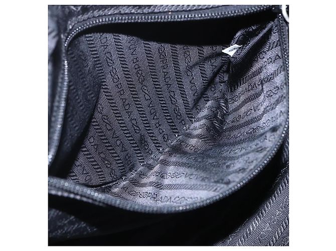 PRADA Borsa a mano in nylon nero argento Auth ar13896 - vista 23