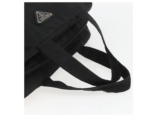 PRADA Borsa a mano in nylon nero argento Auth ar13896 - vista 7