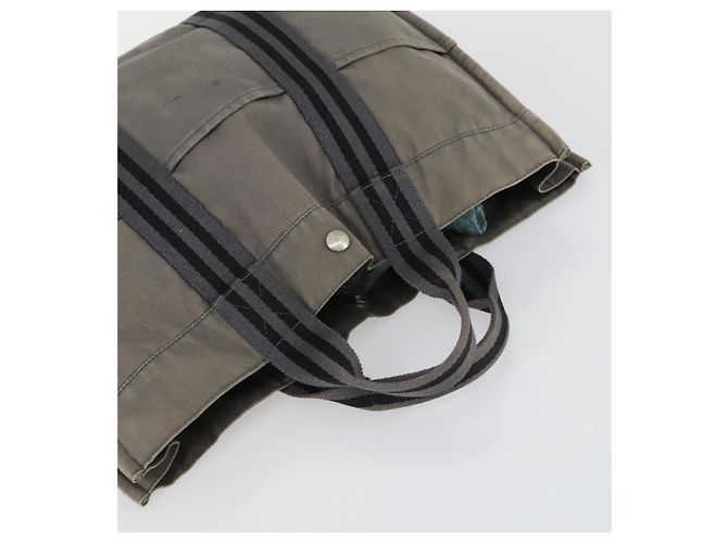 Hermès HERMES Fourre Tout MM Tote Bag aus Canvas 2 Set Grau Schwarz Auth mr1736 Braun - Ansicht 13