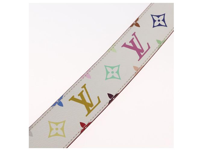LOUIS VUITTON Multicolor Ceinture LV Printed Initials Studs M6909 Auth 159470V White - view 10