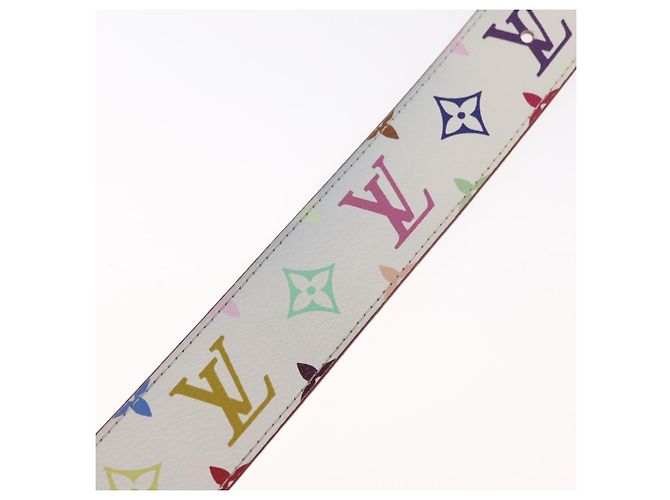 LOUIS VUITTON Multicolor Ceinture LV Printed Initials Studs M6909 Auth 159470V White - view 12