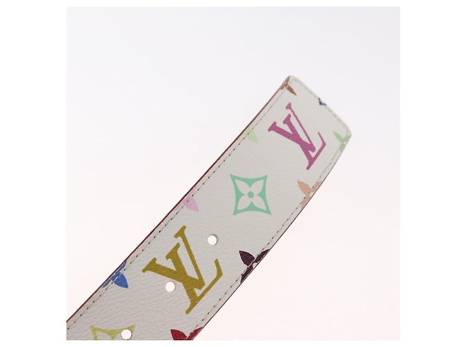 LOUIS VUITTON Multicolor Ceinture LV Printed Initials Studs M6909 Auth 159470V White - view 14