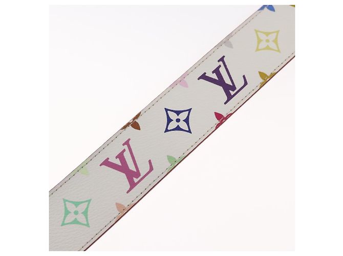 LOUIS VUITTON Multicolor Ceinture LV Printed Initials Studs M6909 Auth 159470V White - view 9