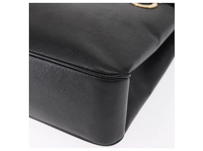 Borsa Tote Gancini in pelle nera e oro Salvatore Ferragamo Auth 158712 Nero D'oro - vista 11