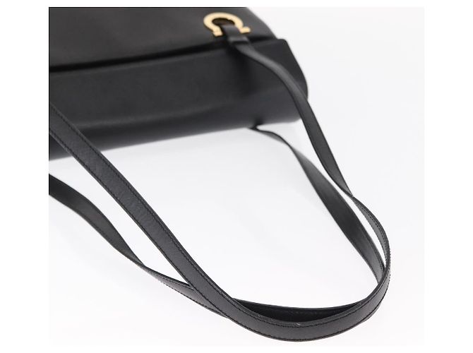 Borsa Tote Gancini in pelle nera e oro Salvatore Ferragamo Auth 158712 Nero D'oro - vista 7