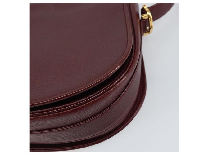 Borsa a Spalla Cartier in Pelle Bordeaux Oro Auth 160732 D'oro Bordò - vista 10