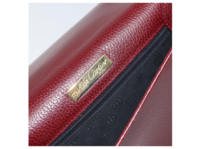 Borsa a Spalla Cartier in Pelle Bordeaux Oro Auth 160732 D'oro Bordò - vista 16