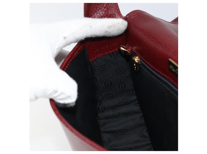 Borsa a Spalla Cartier in Pelle Bordeaux Oro Auth 160732 D'oro Bordò - vista 19
