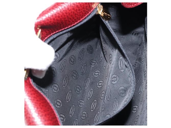 Borsa a Spalla Cartier in Pelle Bordeaux Oro Auth 160732 D'oro Bordò - vista 21