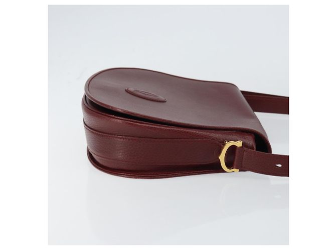 Borsa a Spalla Cartier in Pelle Bordeaux Oro Auth 160732 D'oro Bordò - vista 4