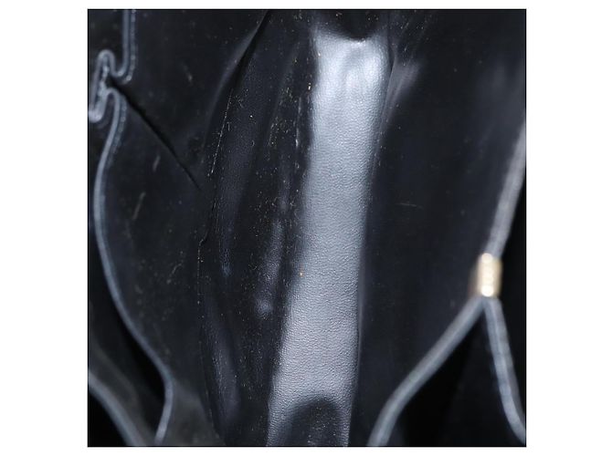 Borsa a spalla CÉLINE Carrozza in pelle nera e oro Auth gh1357 Nero D'oro - vista 11