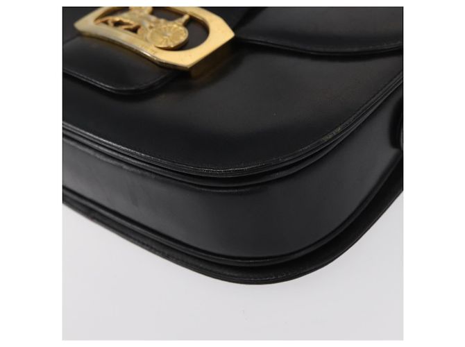Borsa a spalla CÉLINE Carrozza in pelle nera e oro Auth gh1357 Nero D'oro - vista 14