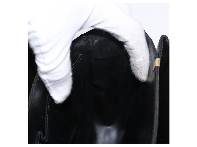 Borsa a spalla CÉLINE Carrozza in pelle nera e oro Auth gh1357 Nero D'oro - vista 19