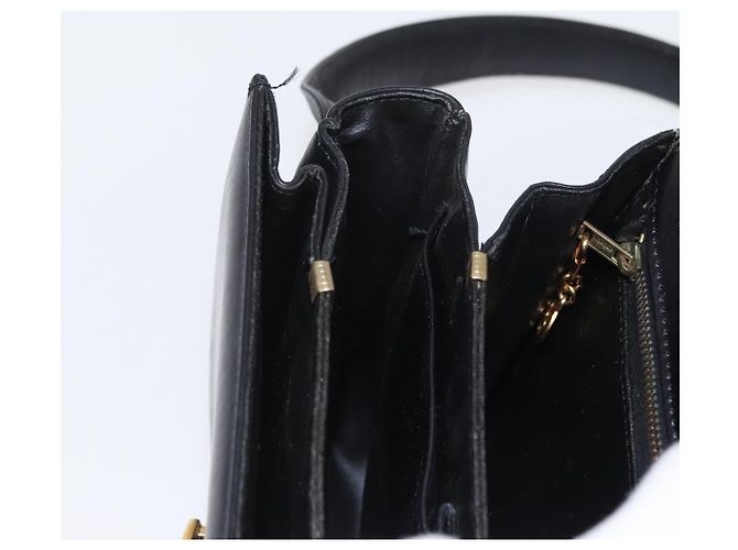 Borsa a spalla CÉLINE Carrozza in pelle nera e oro Auth gh1357 Nero D'oro - vista 20
