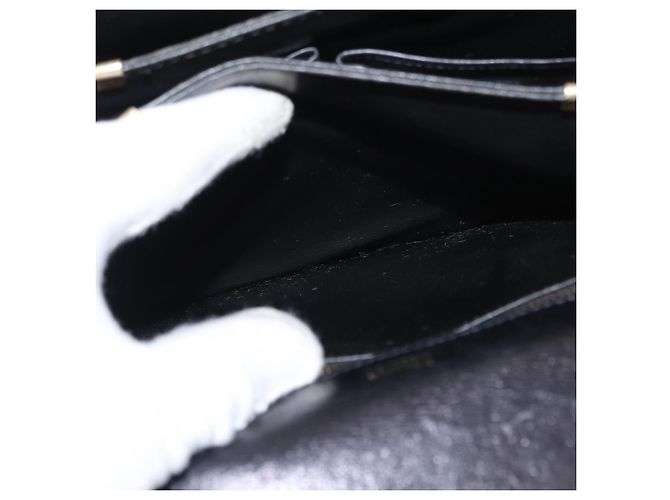 Borsa a spalla CÉLINE Carrozza in pelle nera e oro Auth gh1357 Nero D'oro - vista 21