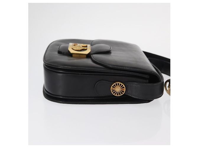 Borsa a spalla CÉLINE Carrozza in pelle nera e oro Auth gh1357 Nero D'oro - vista 3
